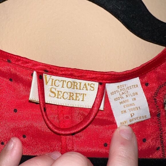 Vintage Victoria’s Secret Gold Label Pink Polka Dot Lace Overshirt Robe Small - Picture 3 of 4